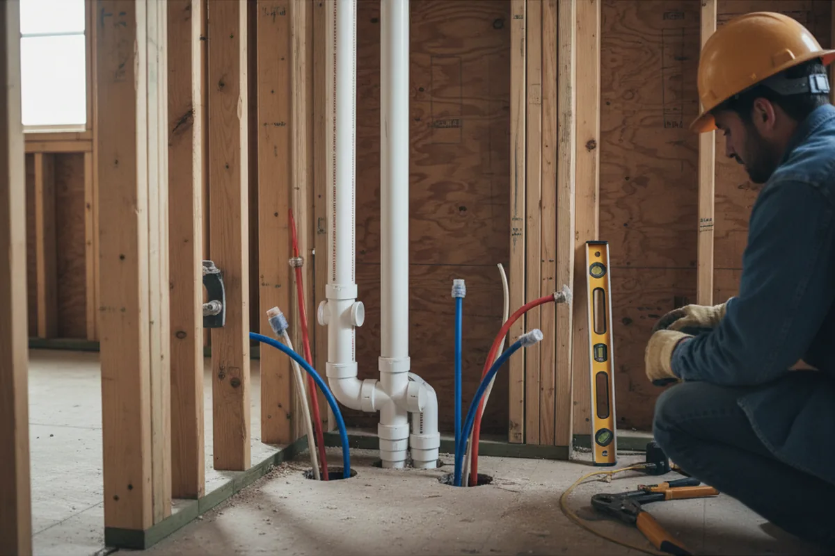 Drain and supply rough-in during Drain Cleaning in Melrose